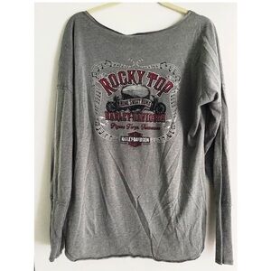 Harley-Davidson Grey pigeon forge Long sleeve Top Rhinestones